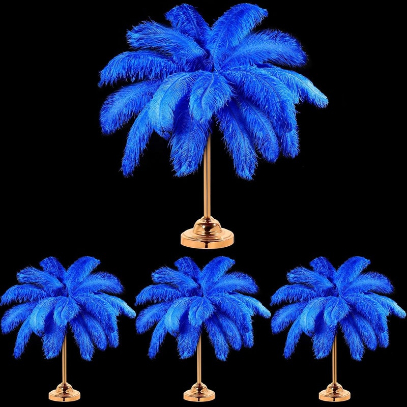 Retrowavy Store 50 Pcs 14-16 Inches Large Natural Ostrich Feathers Bulk for Centerpieces for Wedding Party Centerpieces Home Decoration Flower Arrangement (Royal Blue) - Image 1